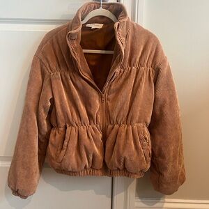 Tan Corduroy Puffer Jacket
